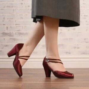 American Duchess/Royal Vintage Zella Cranberry 1940s 1950s Satin Shoes